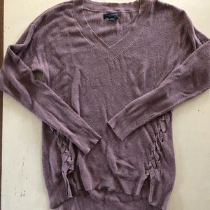 Side Lace-Up V-Neck Pullover